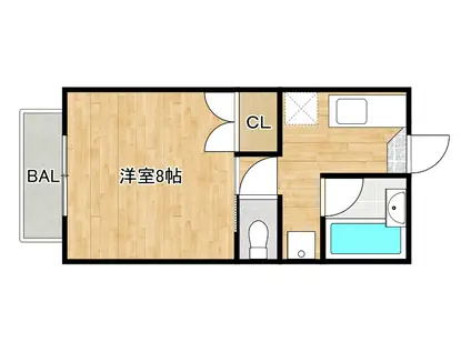 ダン・デ・リオンI(1K/2階)の間取り写真