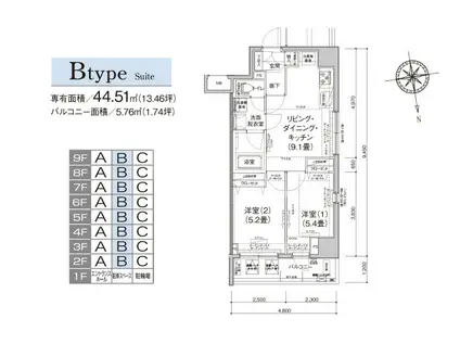 ISLE大手町 (2LDK/3階)の間取り写真