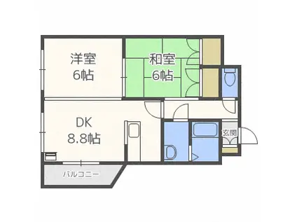 フォーシス本通17(2LDK/3階)の間取り写真