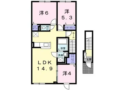 ビリーブグットV(3LDK/2階)の間取り写真