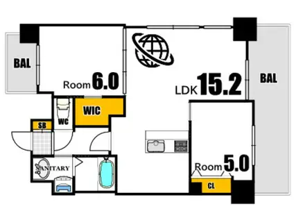 S-RESIDENCE鶴見町ALTANO(2LDK/8階)の間取り写真