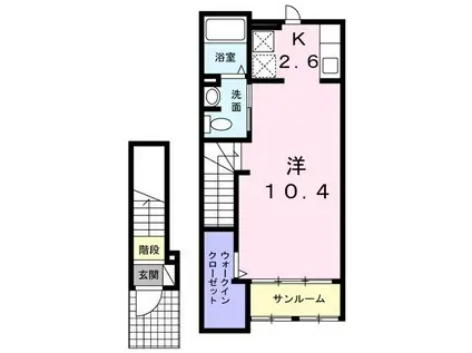 アベリア(1K/2階)の間取り写真