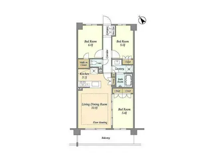 センチュリー尾山台グレイス(3LDK/2階)の間取り写真