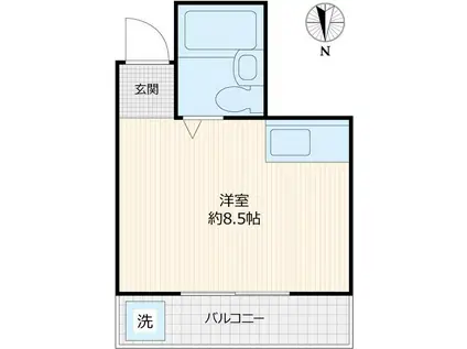 マドレーヌ(ワンルーム/2階)の間取り写真