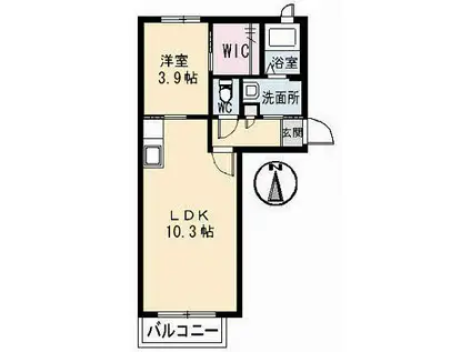 シャーメゾン学南(1LDK/1階)の間取り写真