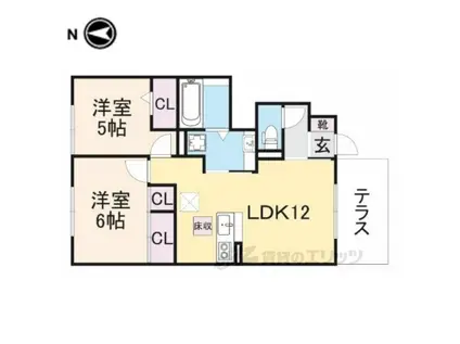 ラルーチェⅡ(2LDK/1階)の間取り写真