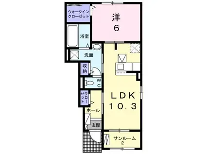 ワイ.タカミヤI(1LDK/1階)の間取り写真