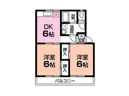 シティコートA(2DK/2階)の間取り写真