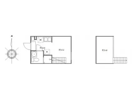 テラス祖師ヶ谷大蔵(ワンルーム/2階)の間取り写真
