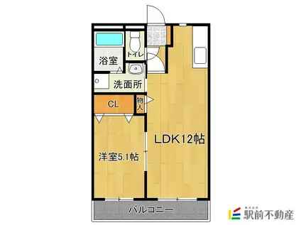 元町パークビル(1LDK/6階)の間取り写真