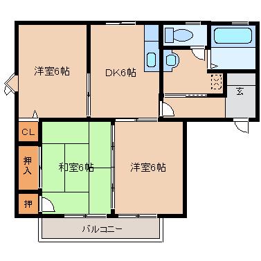 テラスコート花水木(3DK/2階)の間取り写真