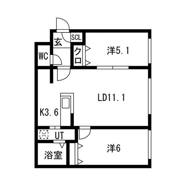 ASK・PALACEIII(2LDK/1階)の間取り写真