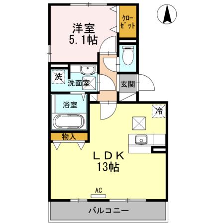 FLOURISH 平和台(1LDK/1階)の間取り写真