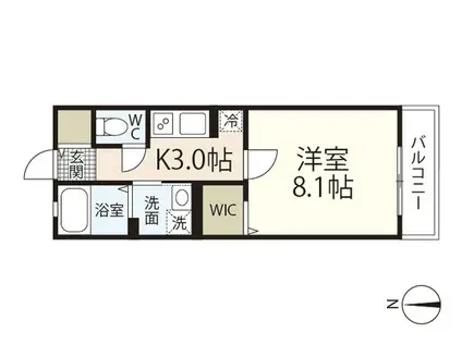 ポルトボヌール上安(1K/1階)の間取り写真