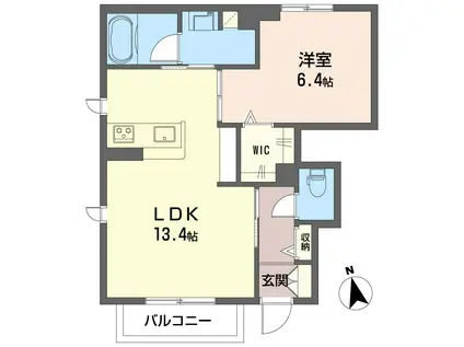 エスポワールB(1LDK/1階)の間取り写真