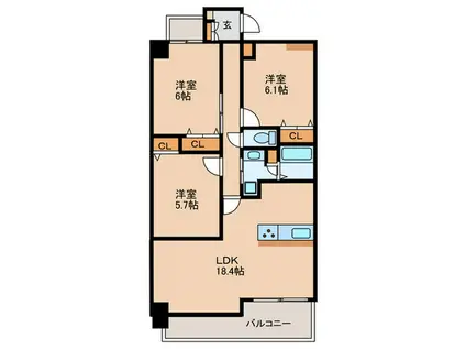 アンコールヴィラ(3LDK/2階)の間取り写真