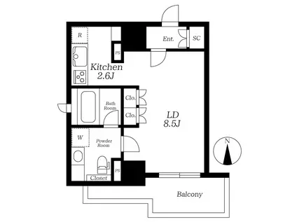 サーラ・プラティコ(ワンルーム/3階)の間取り写真