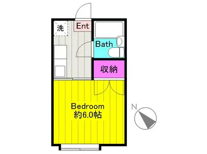 ア・ルエ東生田B(1K/2階)の間取り写真
