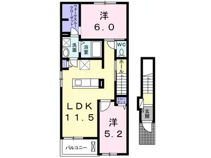 コオリナ ハイツI(2LDK/2階)の間取り写真