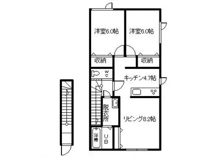 アベリアII(2LDK/2階)の間取り写真