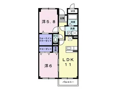 エルファーレB(2LDK/3階)の間取り写真