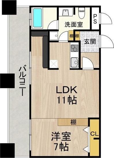 ラクメンビル(1LDK/6階)の間取り写真