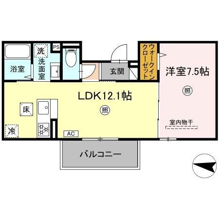 サニーサイド幸町II(1LDK/1階)の間取り写真