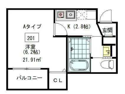 VILLA NANALA(1K/2階)の間取り写真