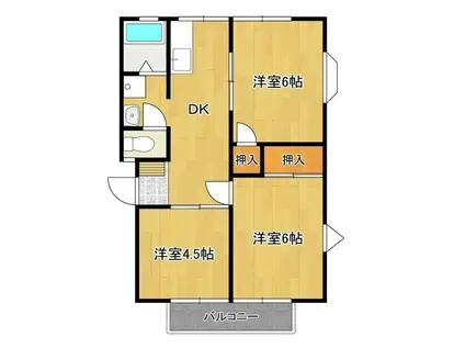 サンライフ横田B(3DK/1階)の間取り写真