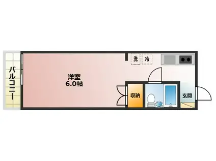 スカイピア(1K/2階)の間取り写真