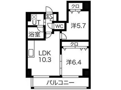 パークヒルズ東三国VISION(2LDK/10階)の間取り写真