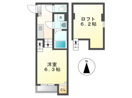 アイフラッグ(1K/1階)の間取り写真