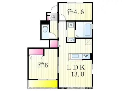 ソフィアおおたかの森A(2LDK/1階)の間取り写真