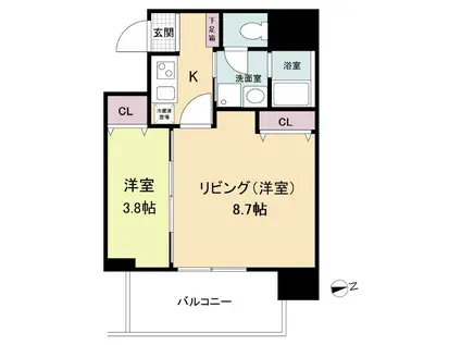 ヴィラ・セレーノ玉造本町(2K/11階)の間取り写真