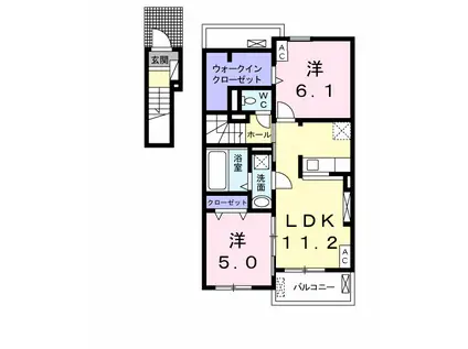ベルウッド参番館(2LDK/2階)の間取り写真