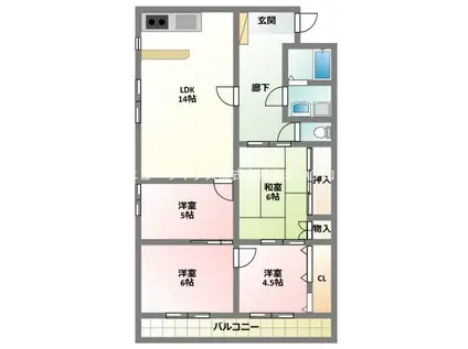 五味マンション北(4LDK/3階)の間取り写真