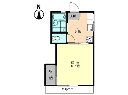 コーポYU B棟(1K/2階)の間取り写真