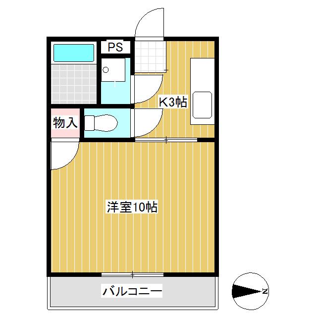 パールハイツ上田(1K/2階)の間取り写真