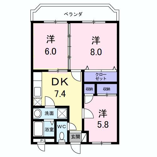 第2三正マンション(3DK/1階)の間取り写真