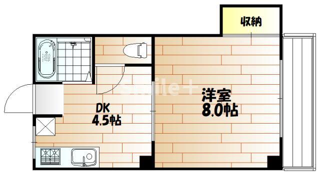 リバーサイドクラタ(1DK/3階)の間取り写真