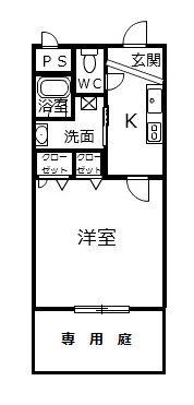 フジパレス西国分(1K/1階)の間取り写真