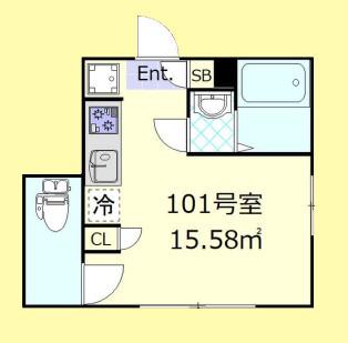 メゾンドオーブ(ワンルーム/1階)の間取り写真