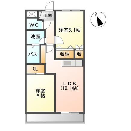 ヤマトハイツ(2LDK/2階)の間取り写真