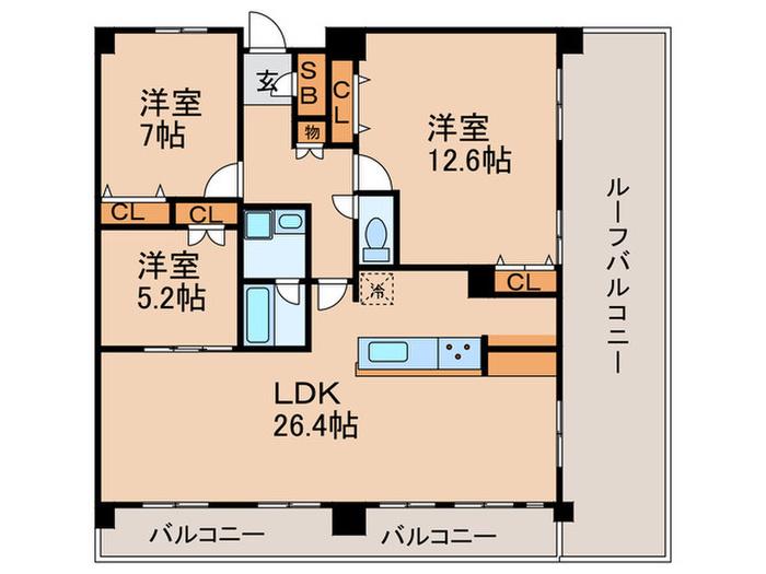 メゾンSK一社(3LDK/4階)の間取り写真