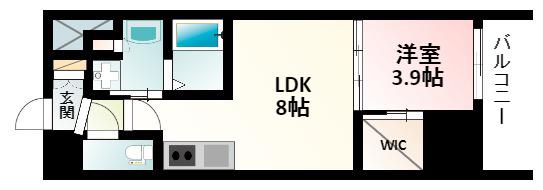 コンフォリア江坂(1LDK/12階)の間取り写真