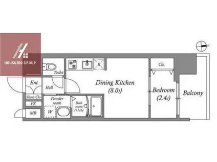 アドバンス大阪アネラ(1DK/11階)の間取り写真
