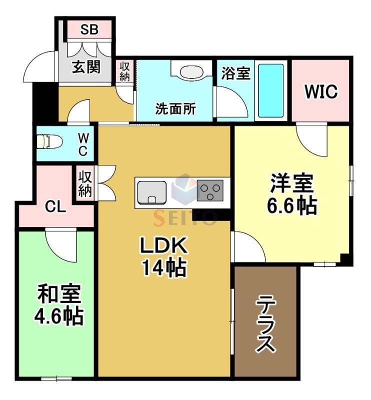 シャーメゾングランデ(2LDK/1階)の間取り写真