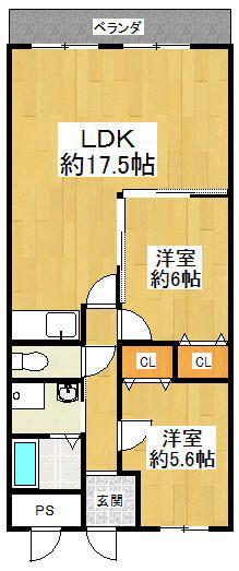 ウエストサイド楠葉(2LDK/3階)の間取り写真
