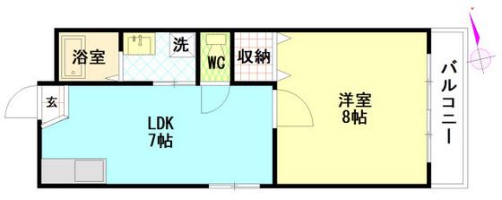 コーポ祇園(1LDK/2階)の間取り写真