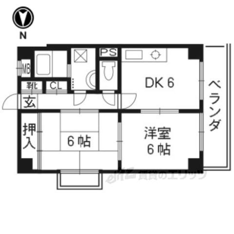 アペルタス(2DK/2階)の間取り写真